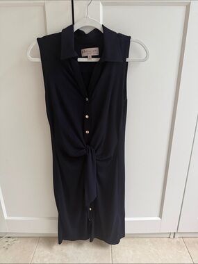 Philosophy navy sleeveless button-front tie-waist midi dress.